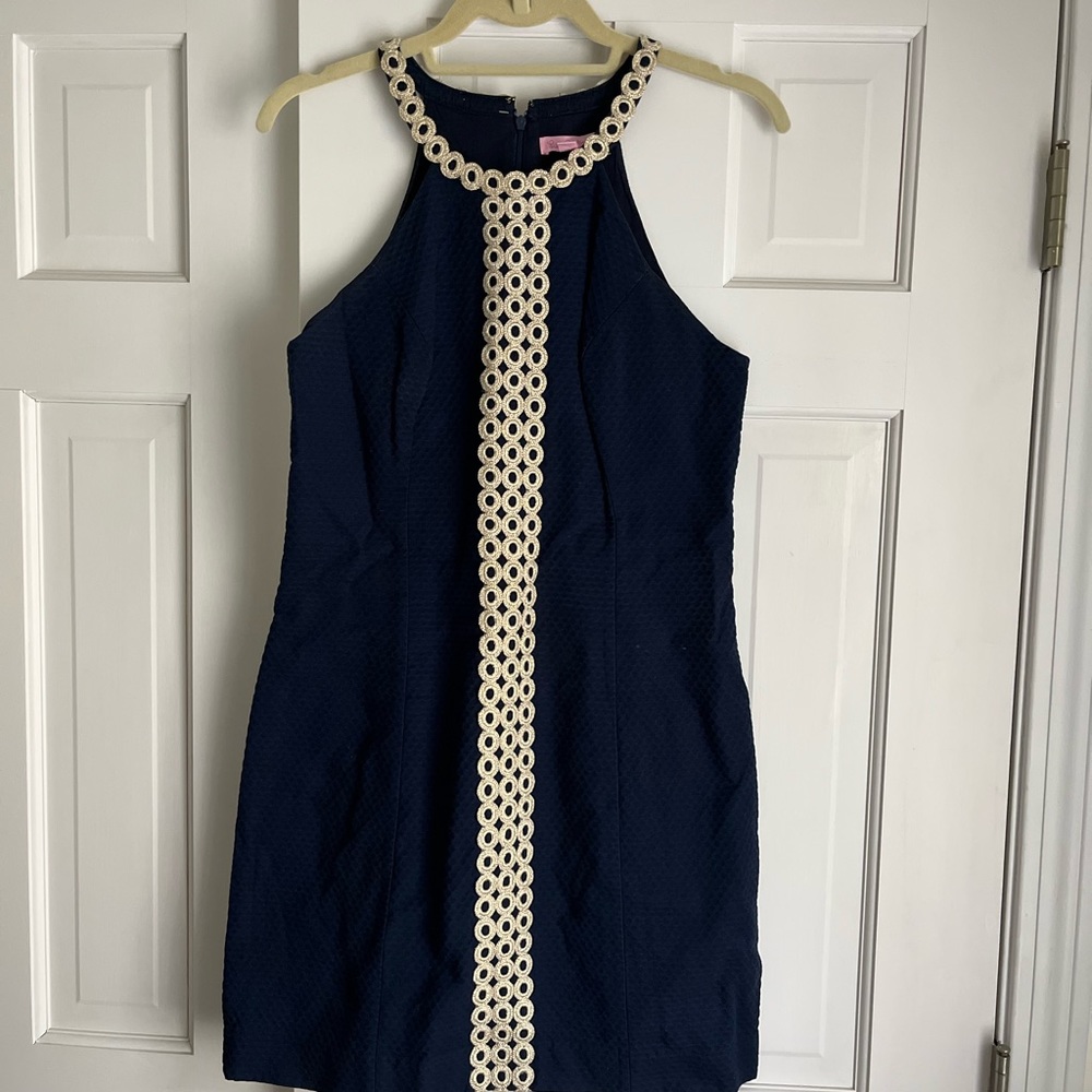 Lilly Pulitzer navy and gold dress